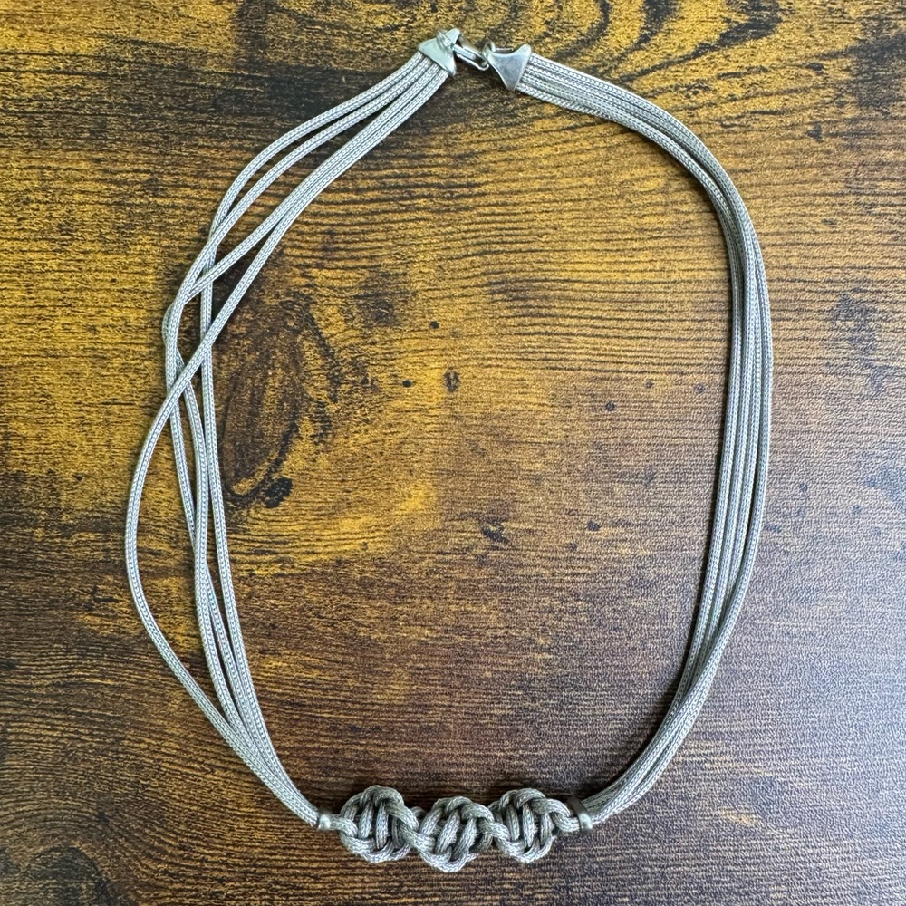 Braided Sterling Silver Necklace Knotted Design DKR 925